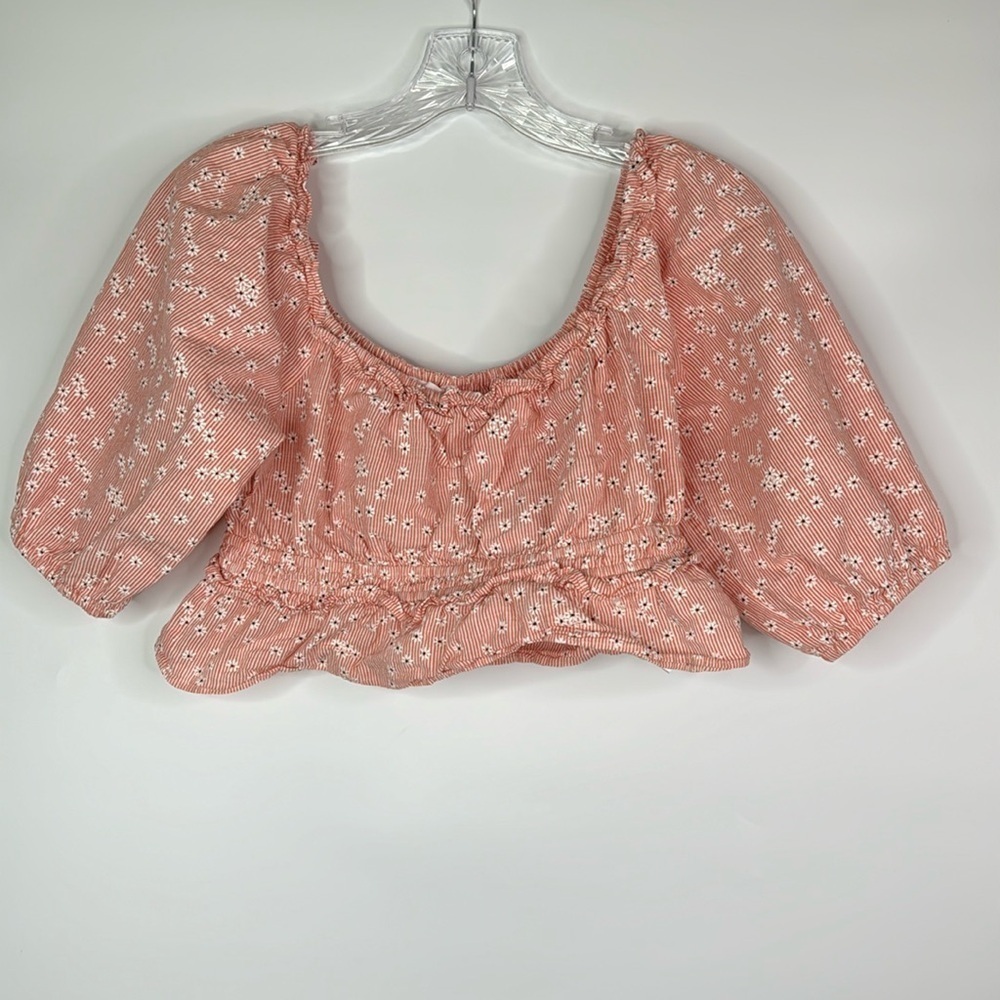 Lush Pink Floral Off Shoulder Crop Top Size Small
